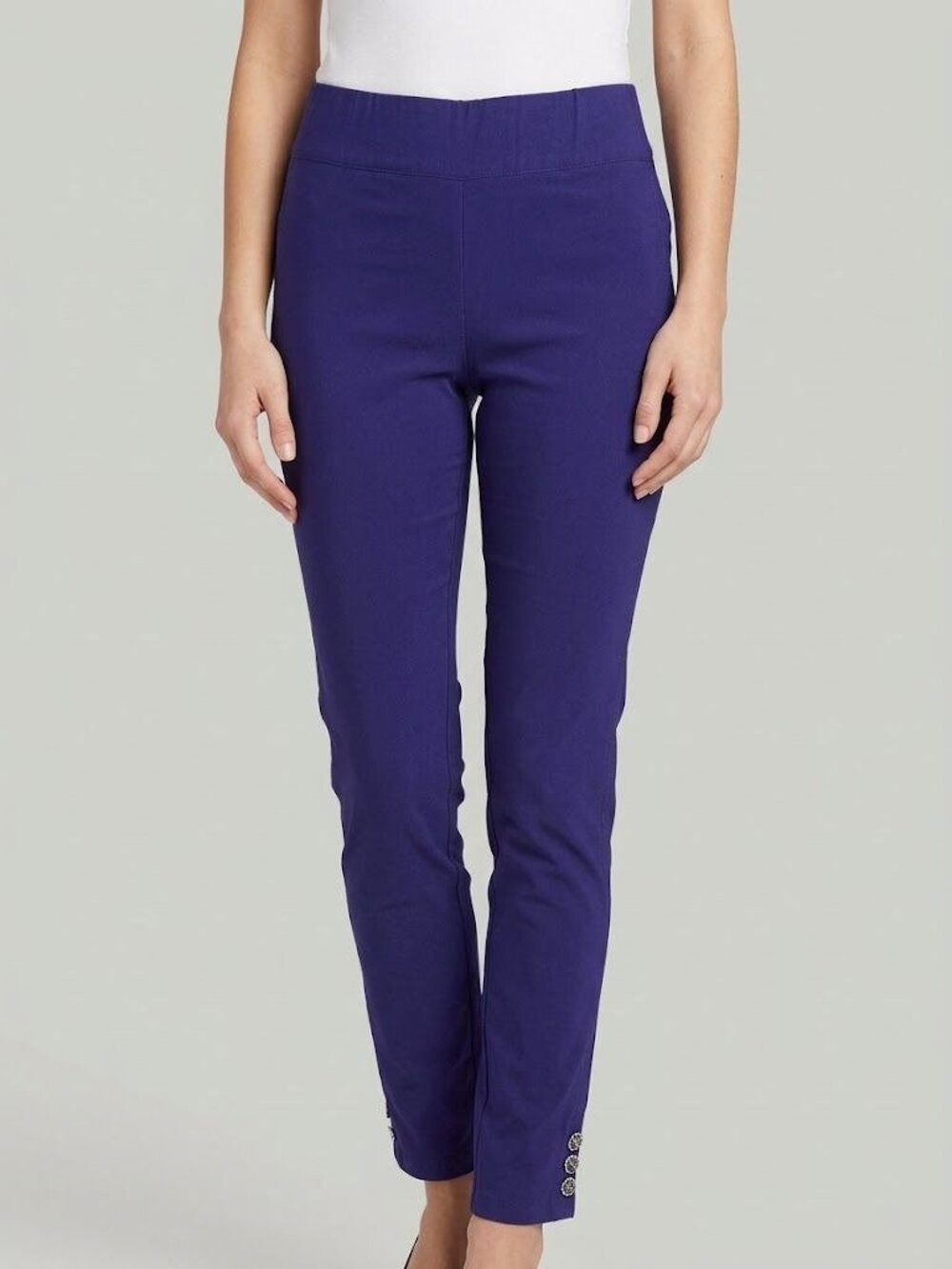 7th Avenue Design Studio Blue Stretch Slim Fit Ankle Pants Button Details M